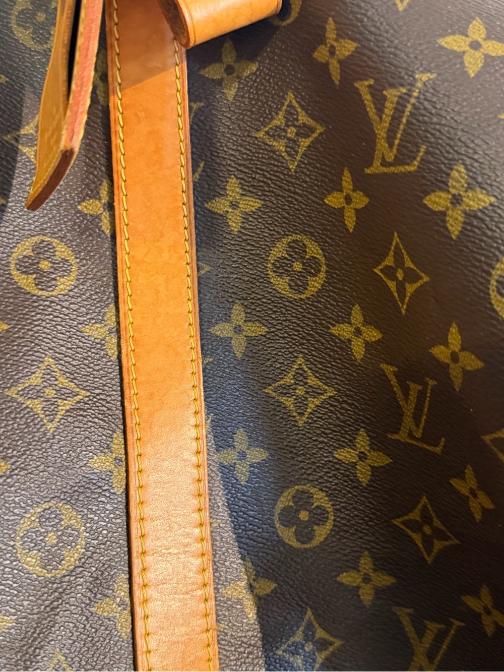 Louis Vuitton Monogram Canvas Travel Bag with Tan Leather Straps - Picture 8 of 16